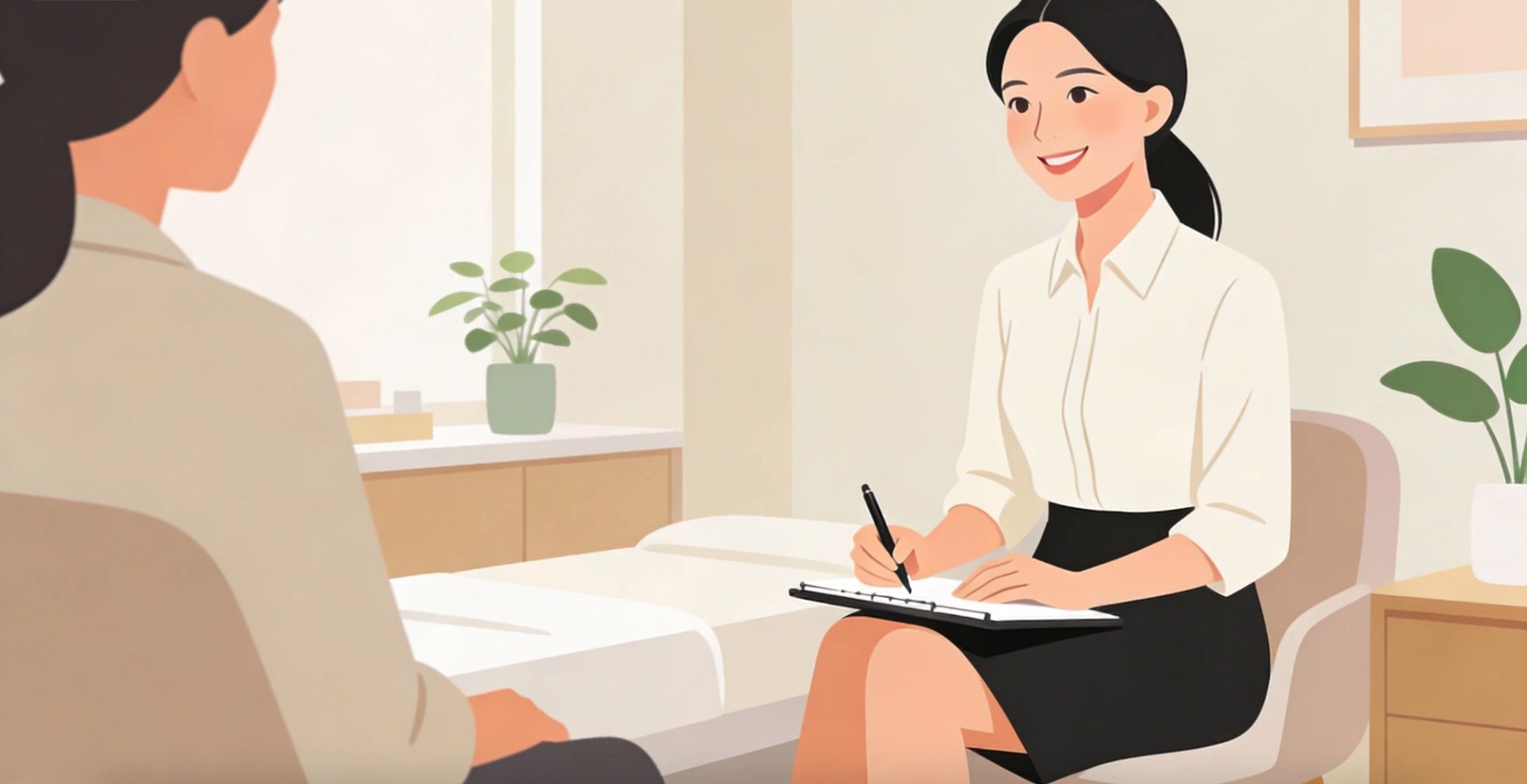 美业咨询师与客户沟通的场景